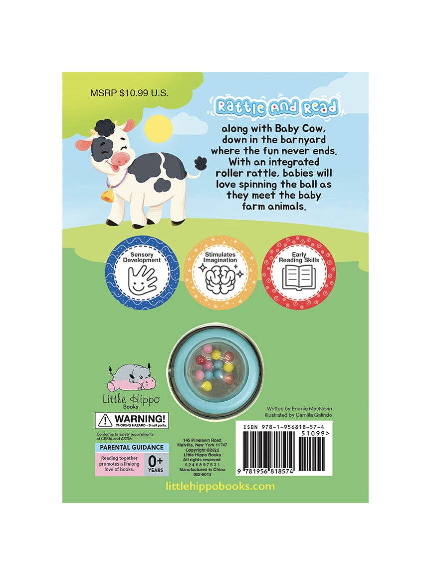 Baby Barnyard - Children's Rattle and Read Interactive Sensory Board Book with Spinning Rattle
