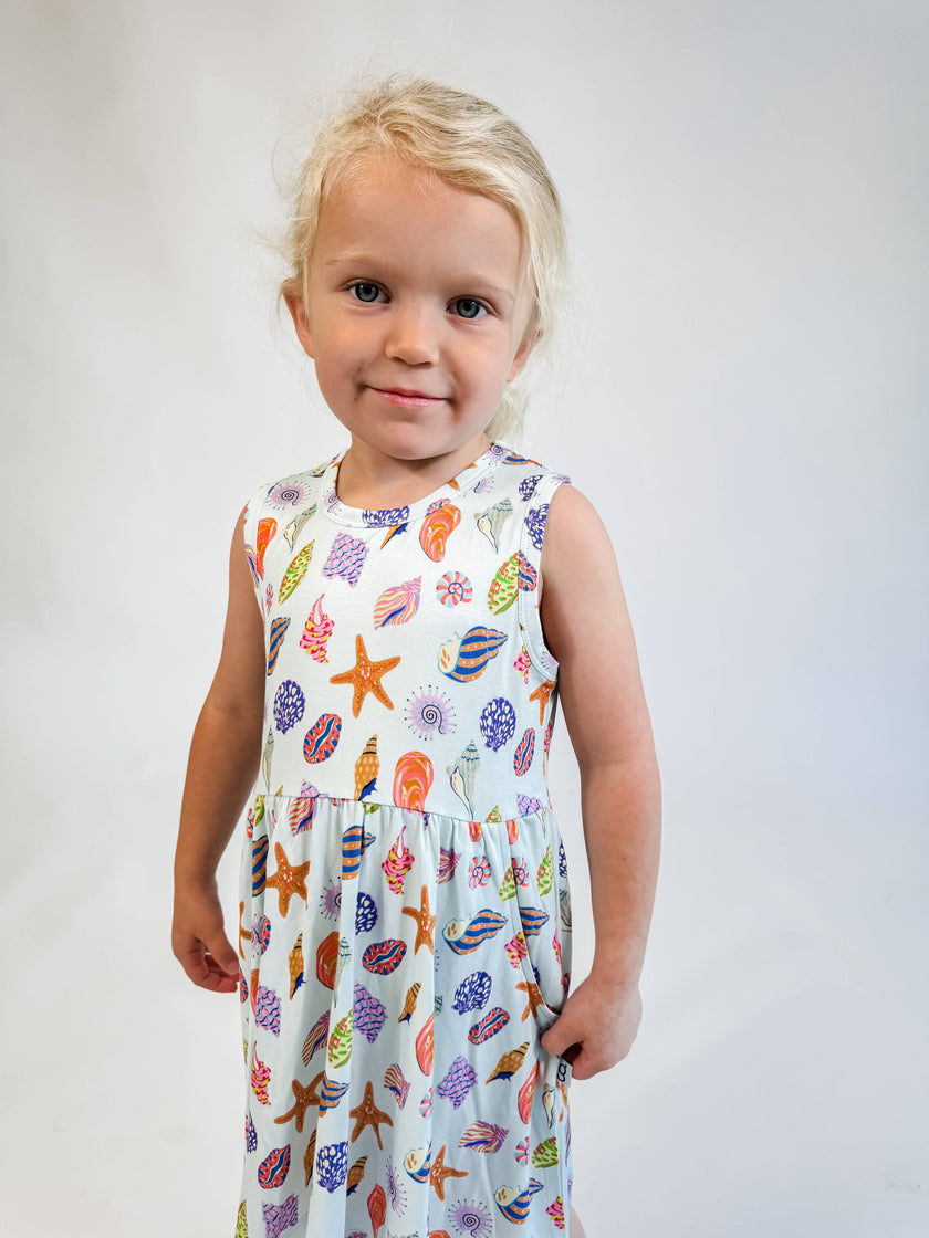 Seashells Bamboo Sleeveless Pocket Dress