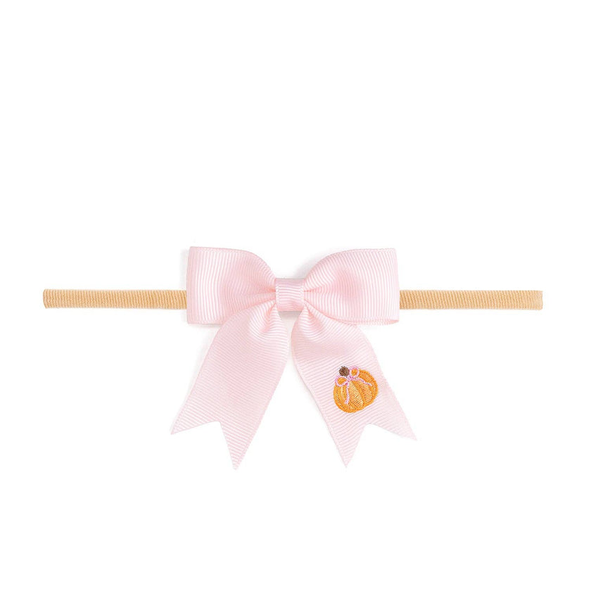 Pumpkin Embroidered Bow Baby Headband - Hair Accessories