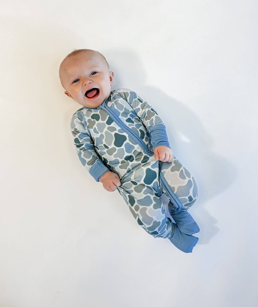 Watercolor Camo Bamboo Zip Pajamas