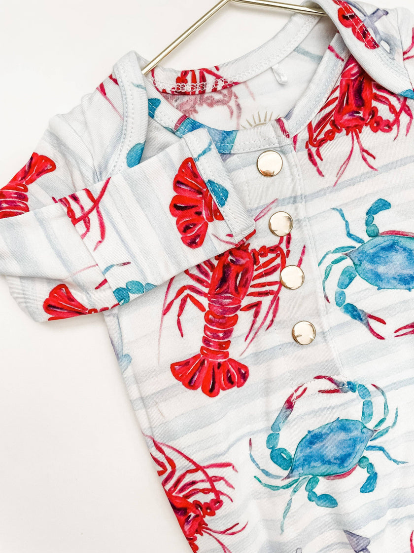 Lobster and Crab Newborn Knotted Gown