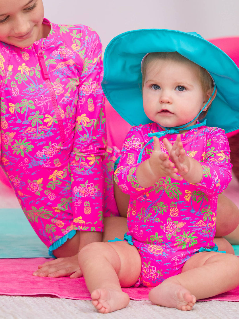 Neon Island Time Long Sleeve Rash Guard One Piece
