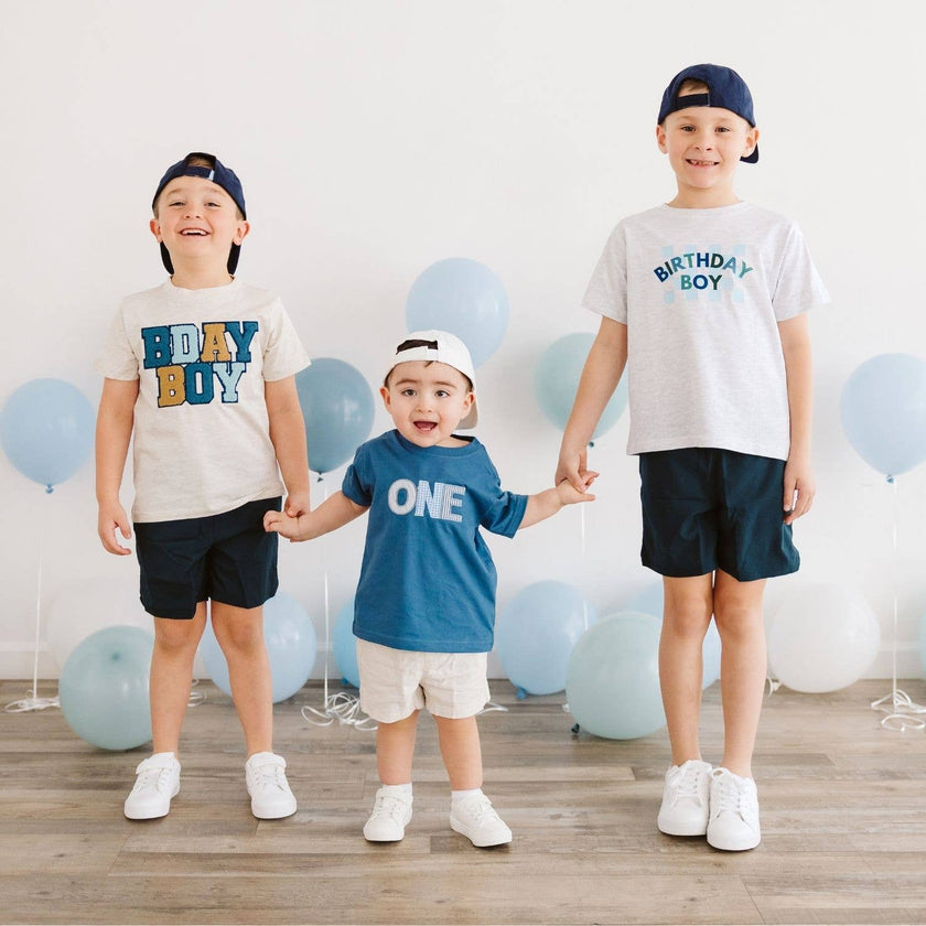 Birthday Boy Patch Short Sleeve T-Shirt - Kids Clothing