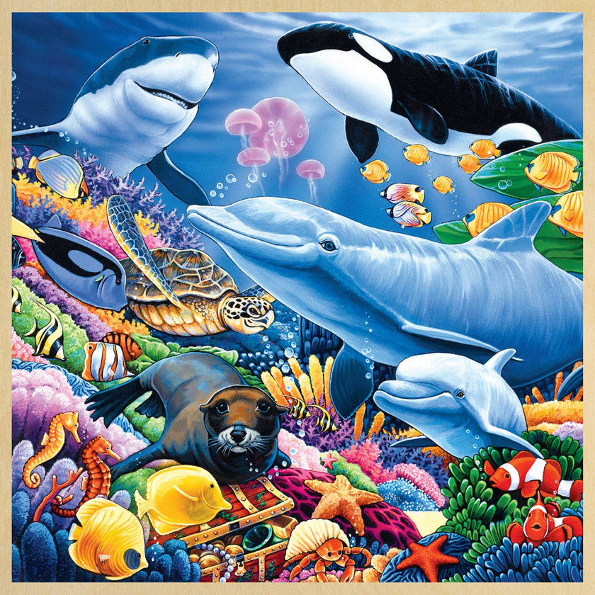 Wood Fun Facts - Undersea Friends 48 Piece Wood Puzzle