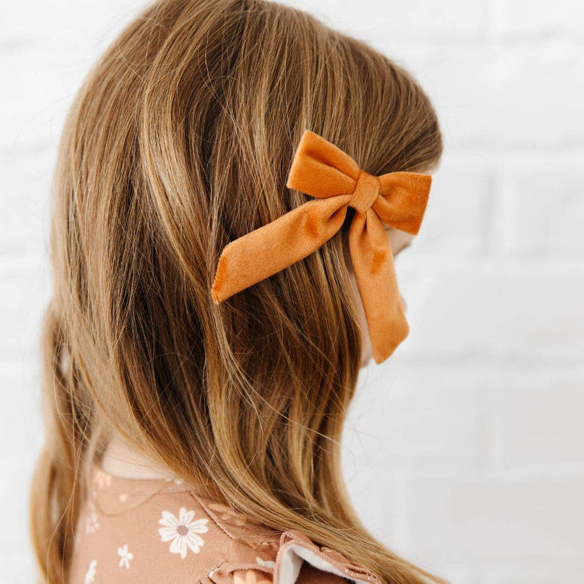 Spice Velvet Coquette Bow Clip - Hair Bows - Fall