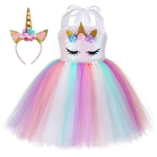 (4-6 Years) Pastel Unicorn Tutu Dress- Pastel
