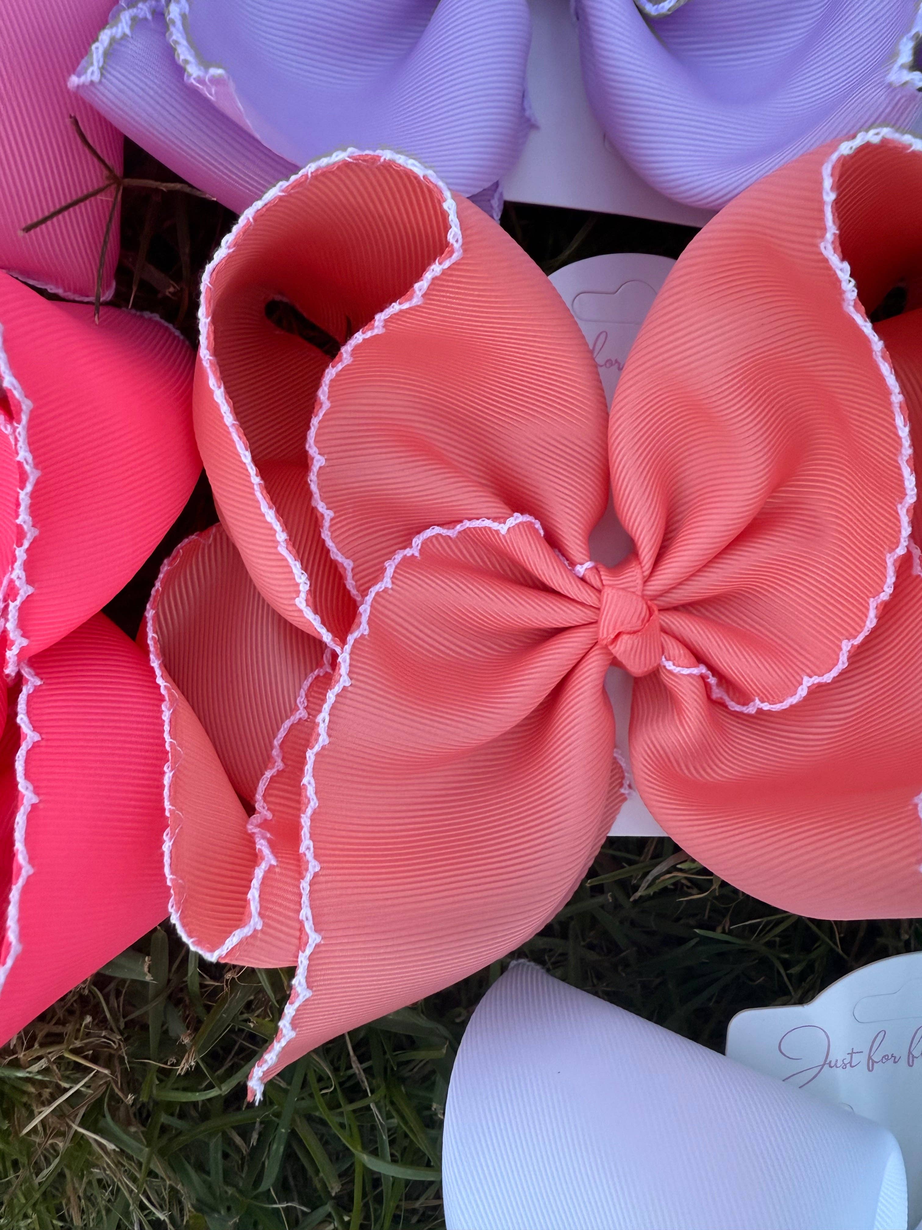 Extra Fun Solid Moonstitch Hair Bows (6in)