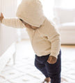 Organic Cotton Quilted Bee Baby Jacket - Oat