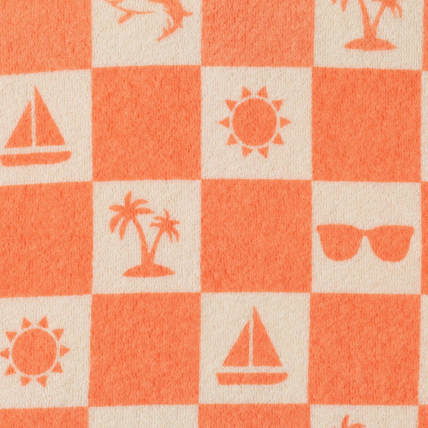 Infant Printed Terry Set | Orange Check