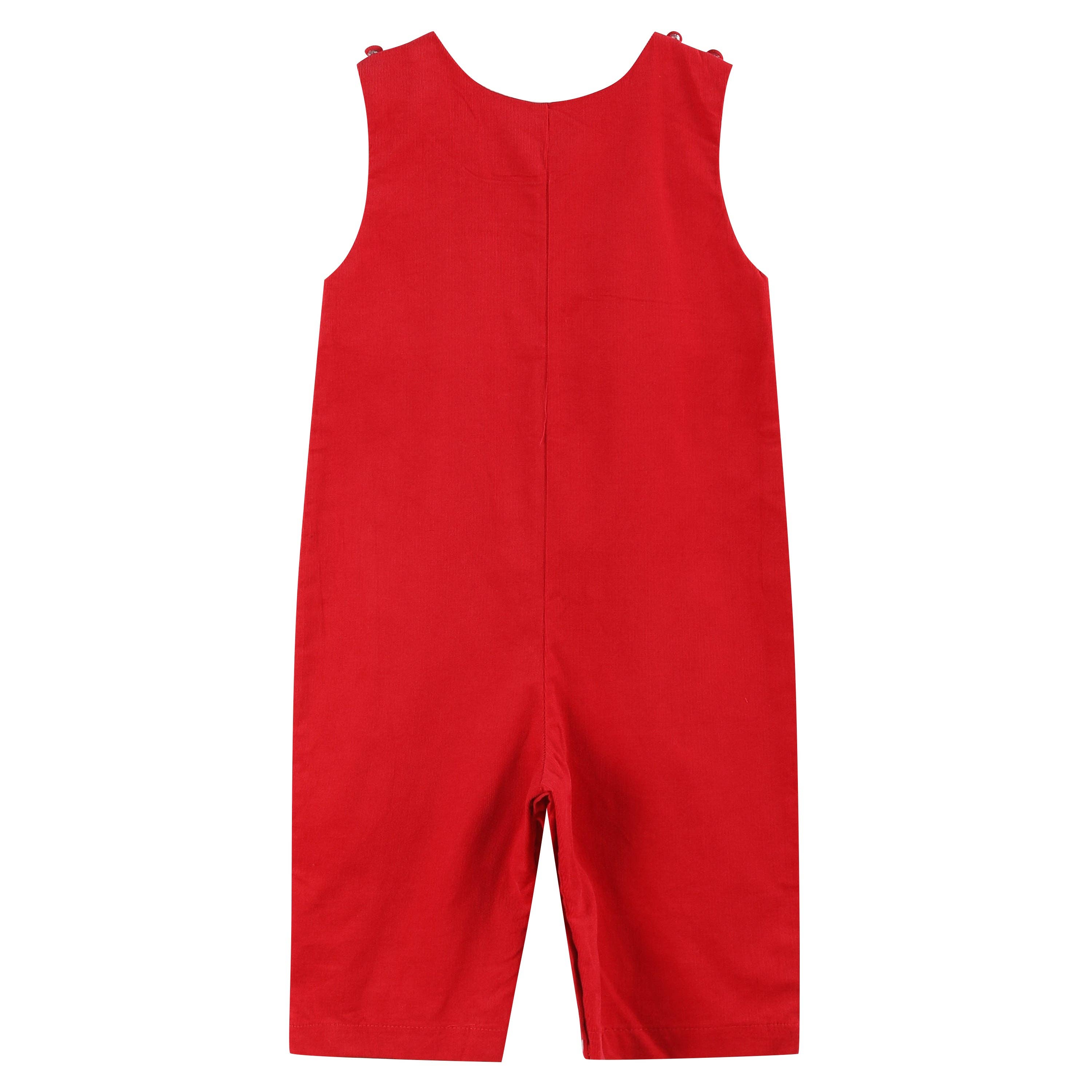 Red Velvet Christmas Smocked Overalls