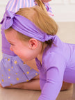 Girls Wisteria Purple Shimmer Swim + Active Bow Headband