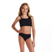 Tween Girls Rib Asymmetrical Bikini | Black