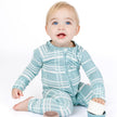 Blue Plaid Bamboo Convertible Footie Romper