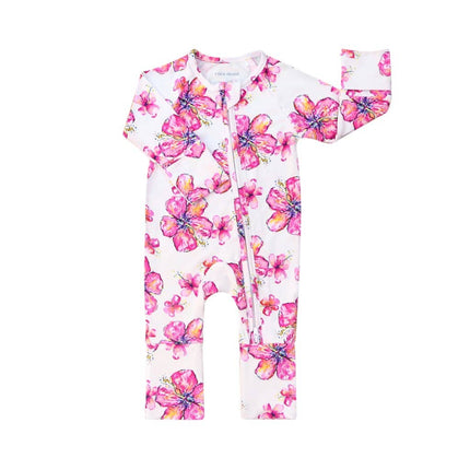 Hibiscus Kiss Baby Bamboo Coverall