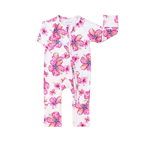 Hibiscus Kiss Baby Bamboo Coverall