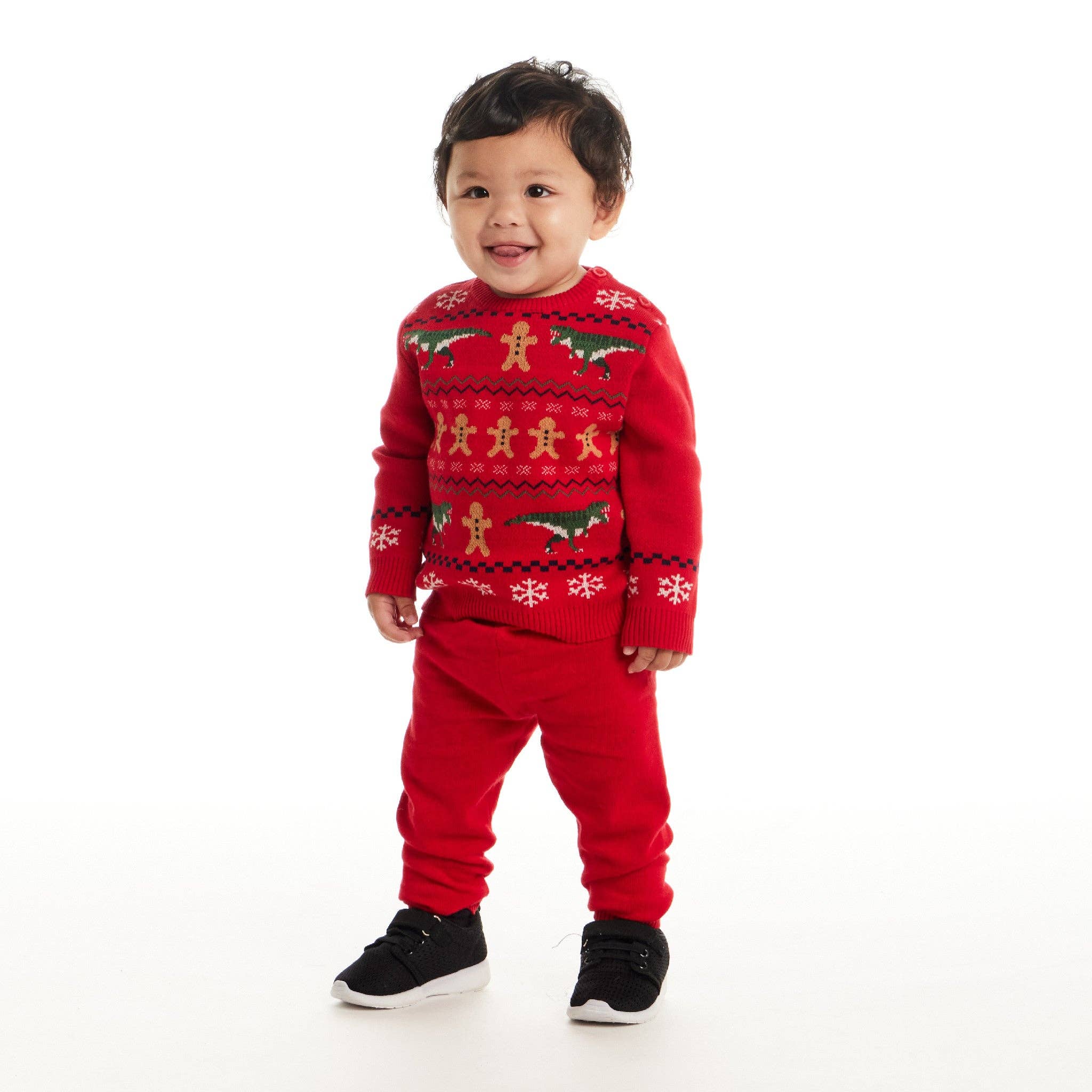 Infant Fair Isle Sweater Set | Red Dino