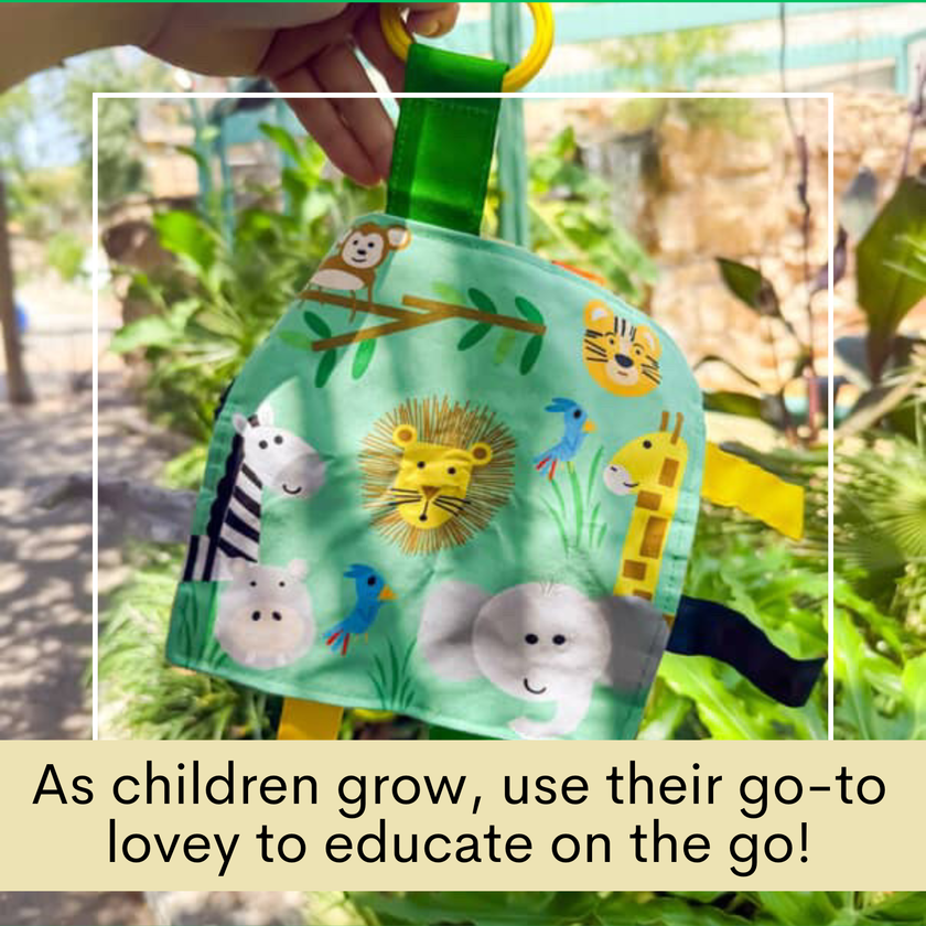 Jungle Zoo Crinkle Tag Square 8x8 Tummy Time Toy 8