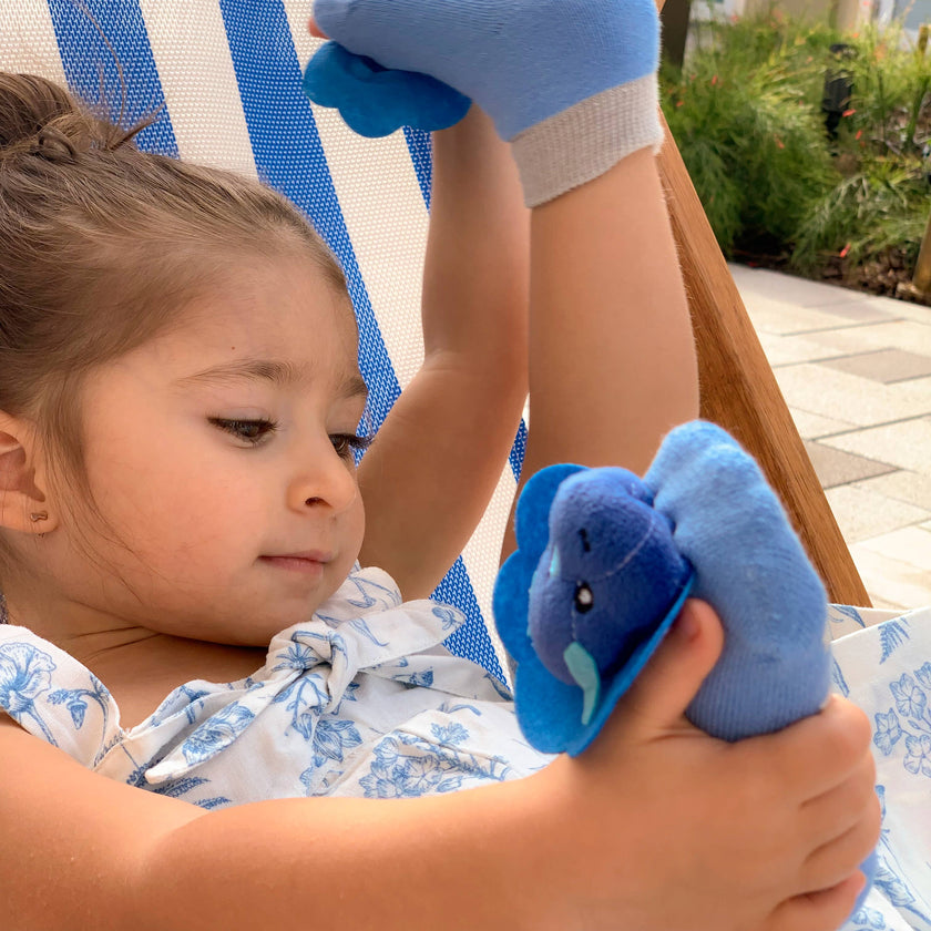 Blue Triceratops Dinosaur Rattle Socks