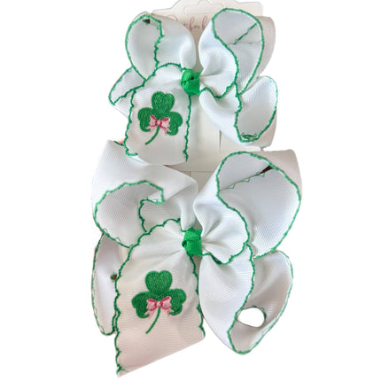 Shamrock Embroidered Hair Bow