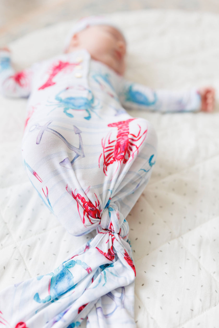 Lobster and Crab Newborn Knotted Gown