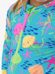 Girls Neon Jelly Time Long Sleeve One Piece Rash Guard Swimsuit
