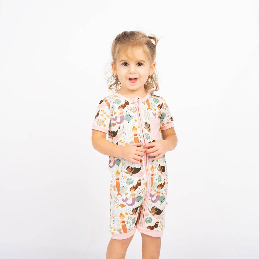 Mermaid Bamboo Shortie Romper - Making Waves, Baby