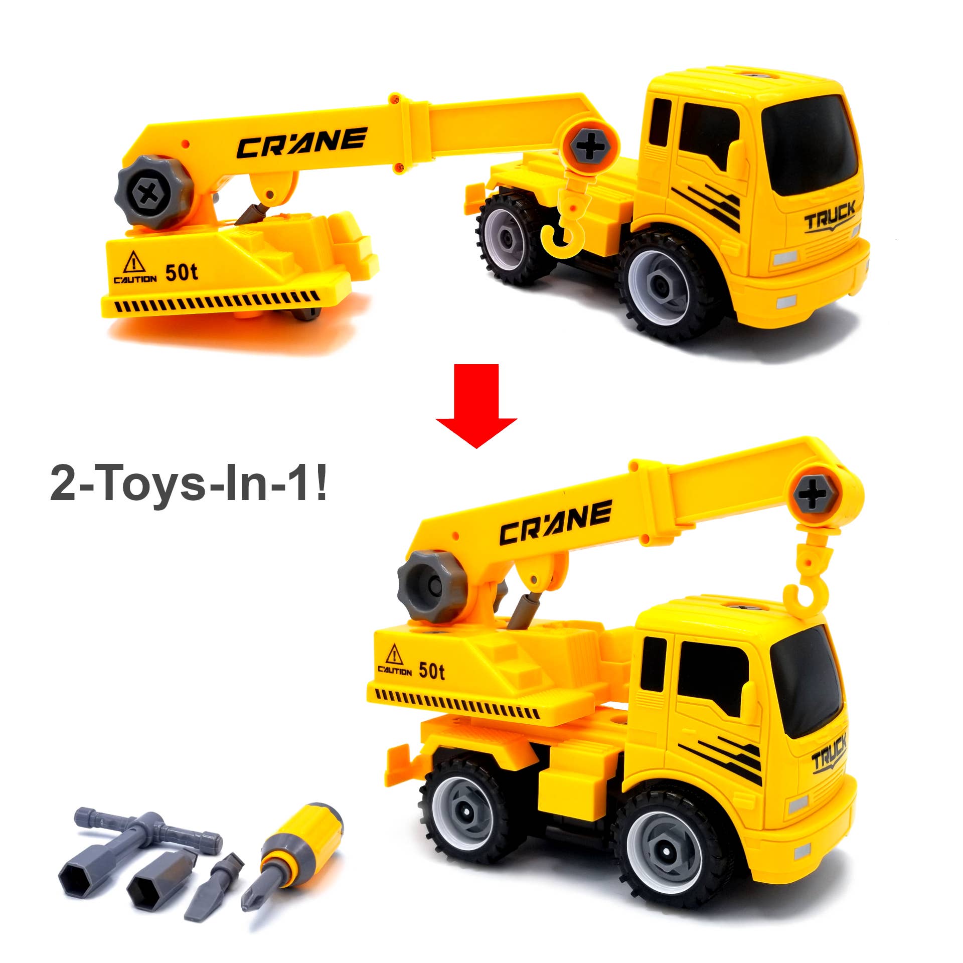 Crane - Take-Apart-Put-Together/2-Toys-In-1 Truck Toy