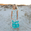 Girls Hawaiian Tropical Flutter Sleeve Ruffles Summer Dress