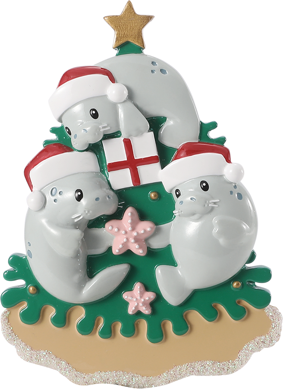 Manatee Family Decorating Tree Personalized Ornament