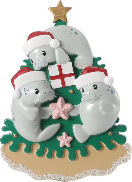 Manatee Family Decorating Tree Personalized Ornament
