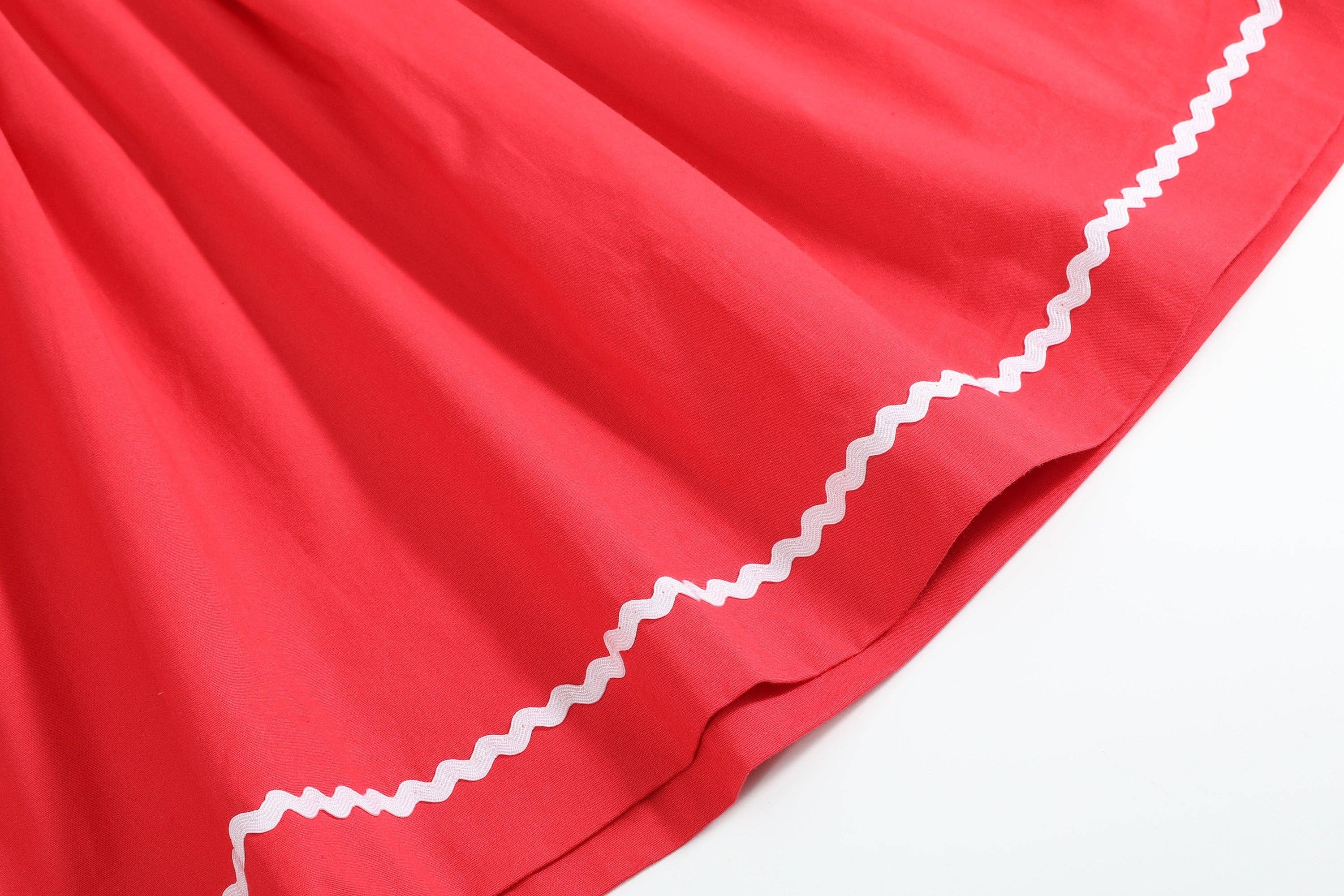 Red Santa Smocked Ruffle Bishop Dress