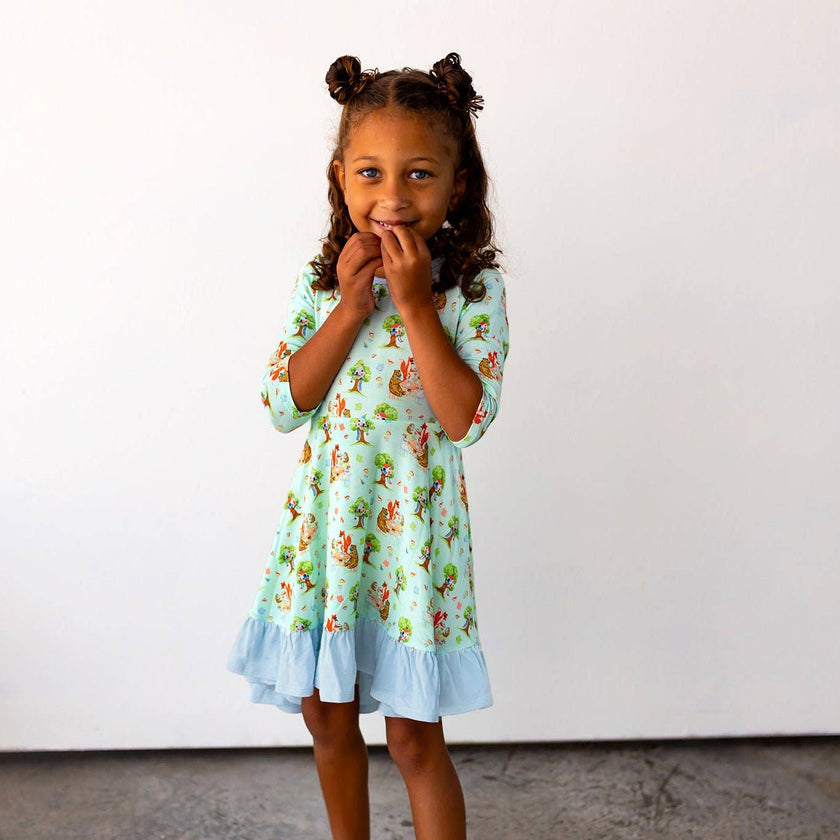 Tree House Tea Party Ruffle Hi-Lo Bamboo Twirling Dress