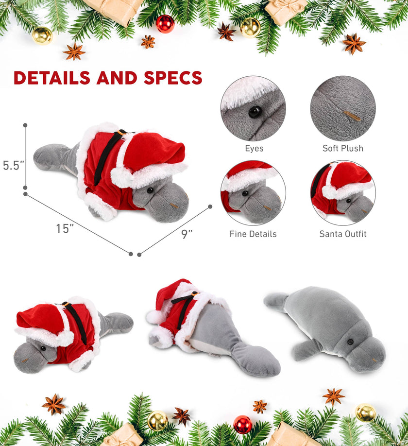 Plush Santa - Wild Collection Plush - Grey Manatee Stuffed Animal