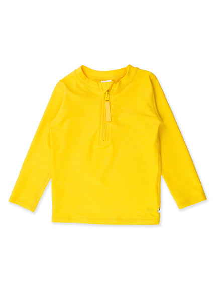 Boys Neon Yellow Long Sleeve Zipper Rash Guard