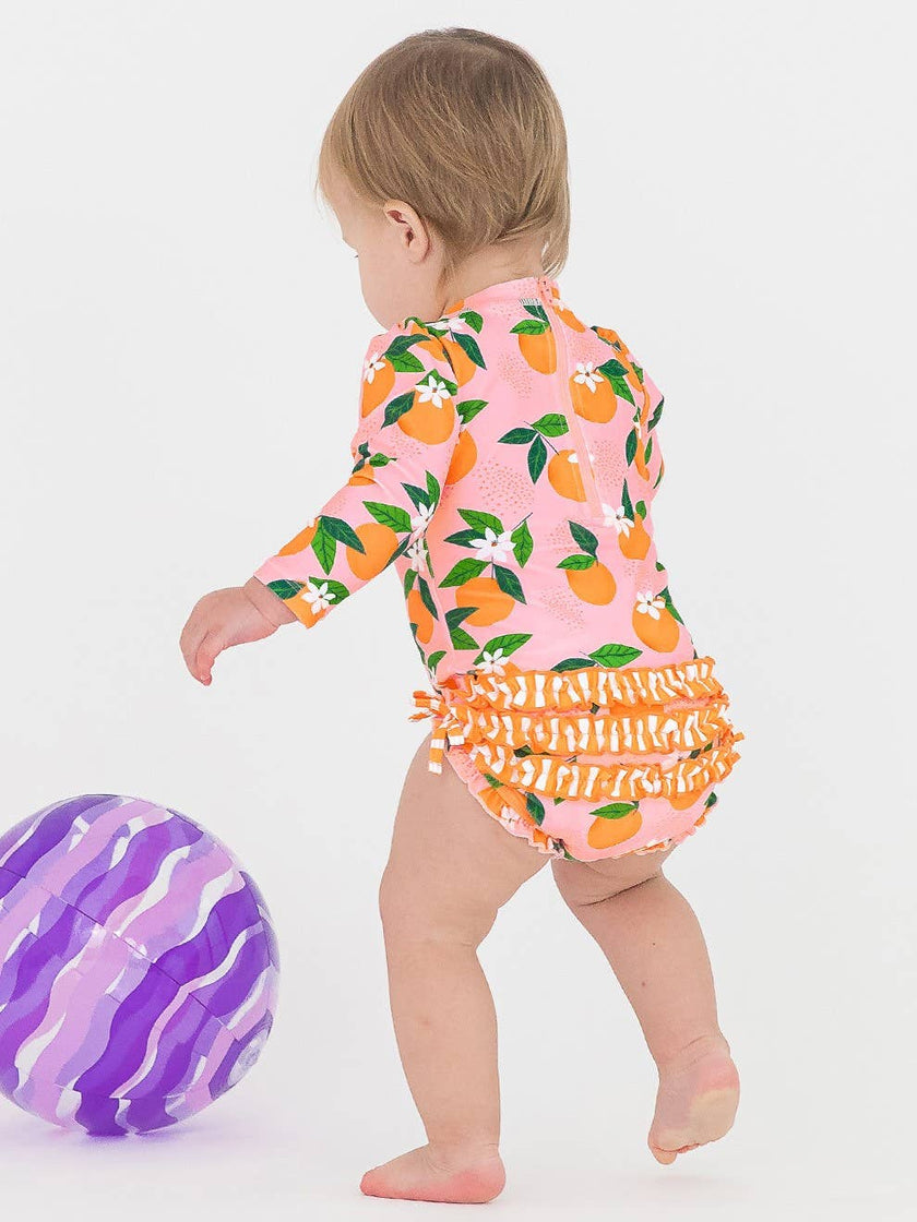 Orange You The Sweetest Long Sleeve One Piece Rash Guard