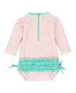 Pink Seersucker Long Sleeve One Piece Rash Guard