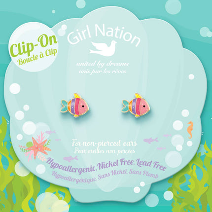 CLIP ON Cutie Earrings | Glitter Rainbow Fish