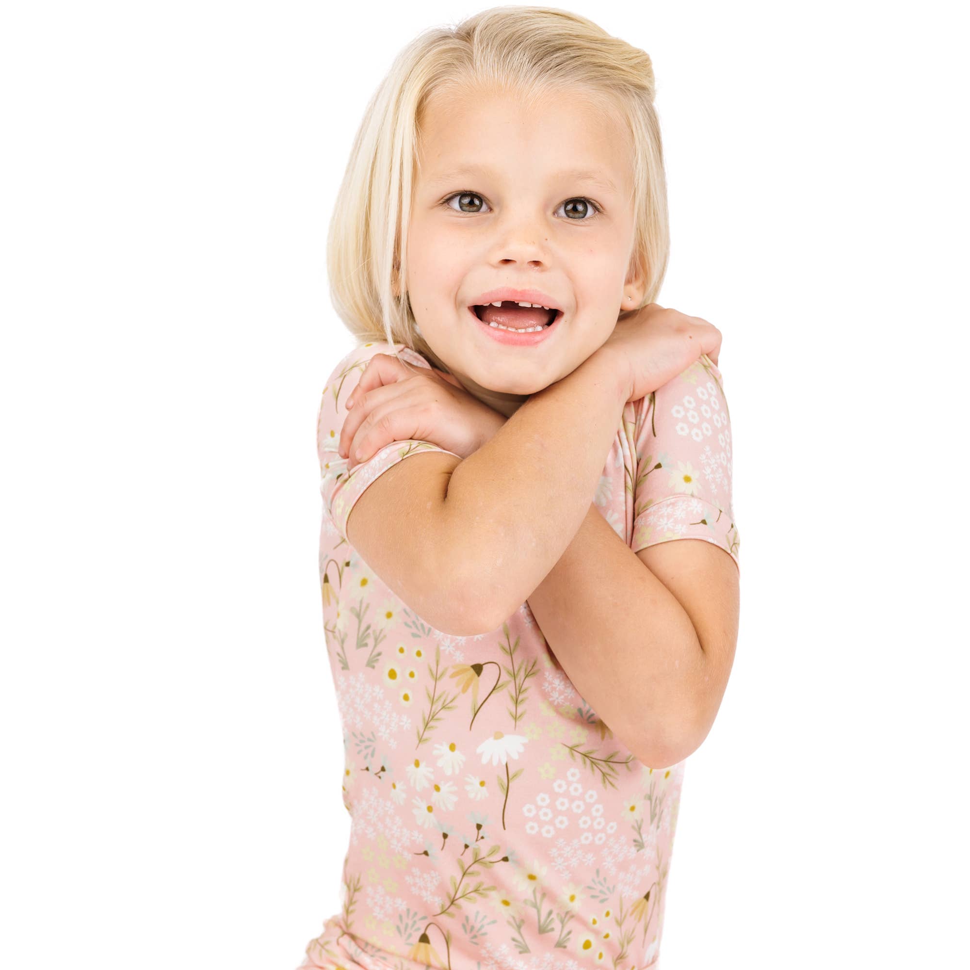Spring Meadow Two-Piece Bamboo Short Sleeve Pajama Kids Pants Set