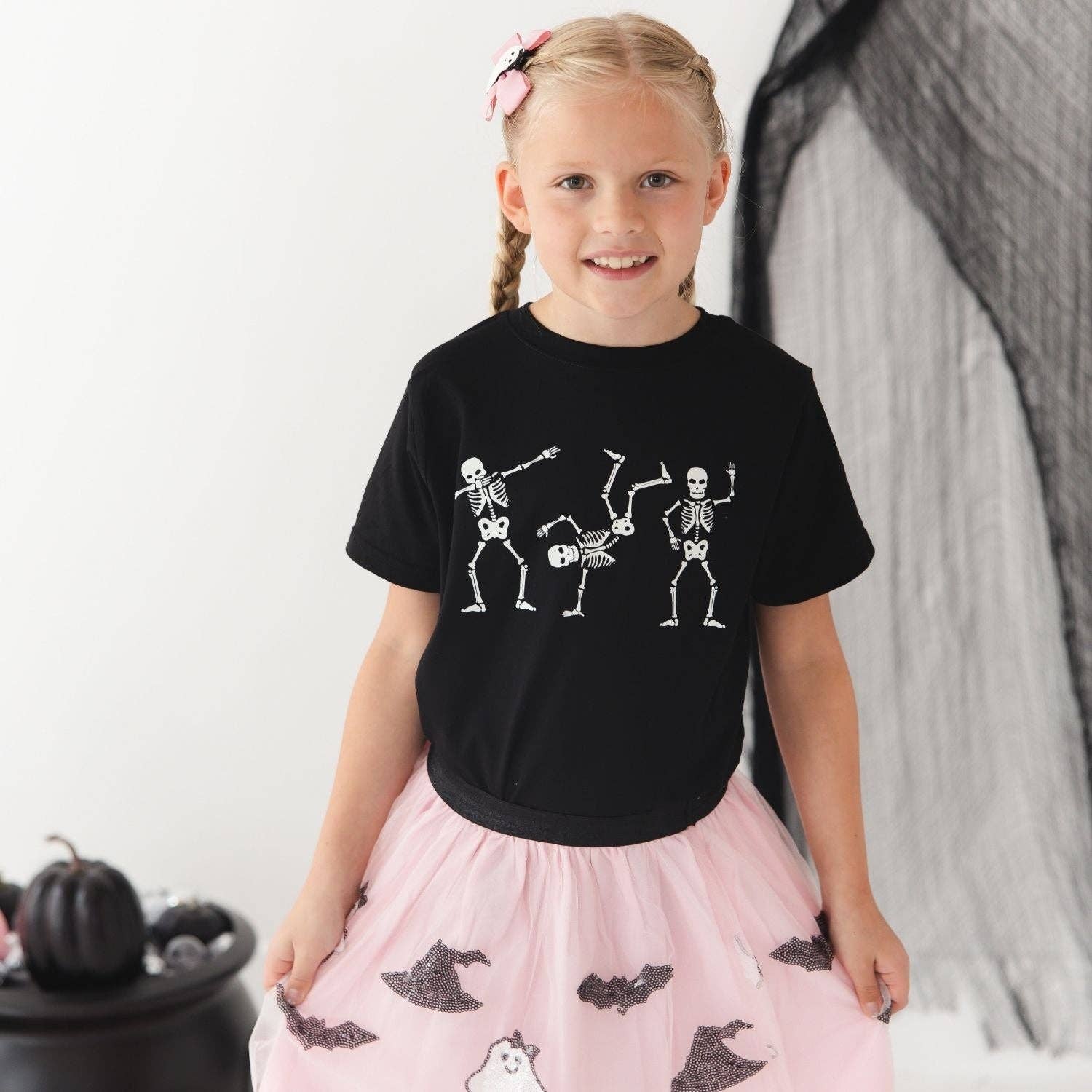 Glow In The Dark Silly Skelly Halloween Short Sleeve T-Shirt