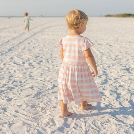Pink Gingham Short Sleeve Bamboo Twirl Dress