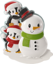 Penguin Family Building a Snowman Personalized Ornament