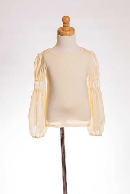 Ivory Bubble Sleeve Top and Lace Trip Legging Set