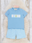 Bunny Lineup Gingham Smocked Outfit