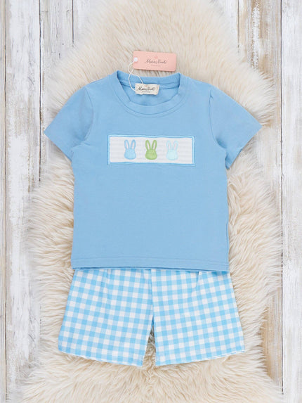 Bunny Lineup Gingham Smocked Outfit