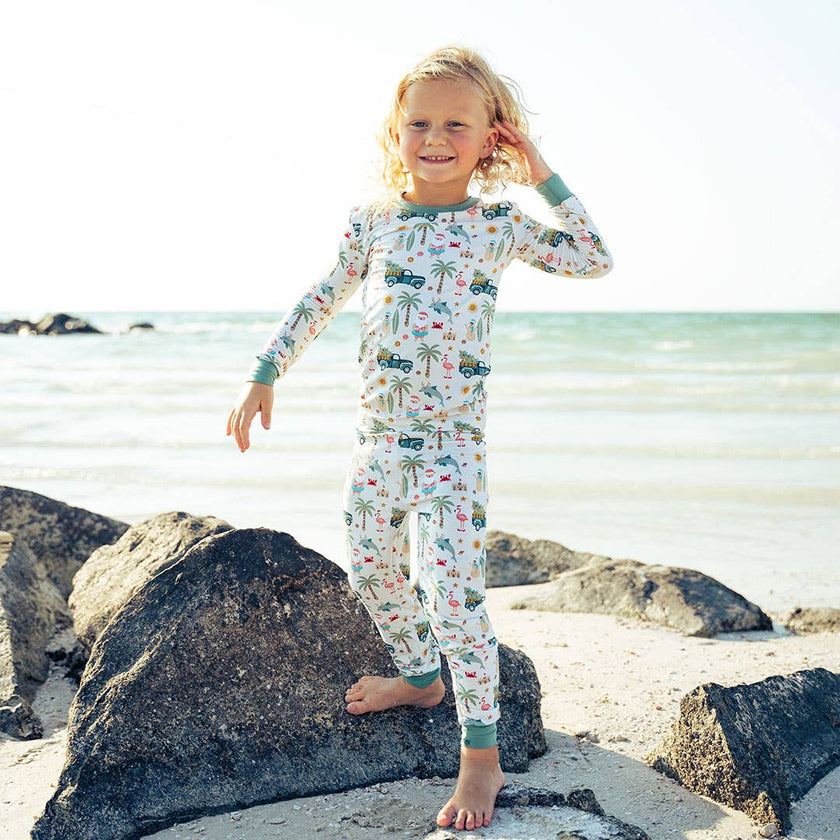 Coastal Christmas Long Sleeve Kids Pajama Set