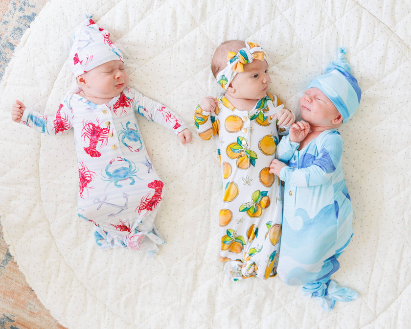 Lobster and Crab Newborn Knotted Gown