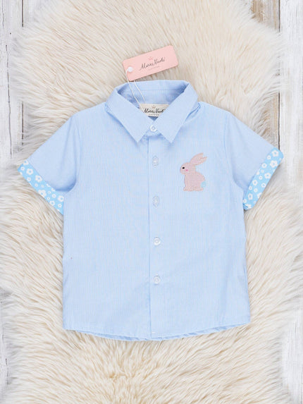 Blue Poppy Bunny Button-Up Shirt