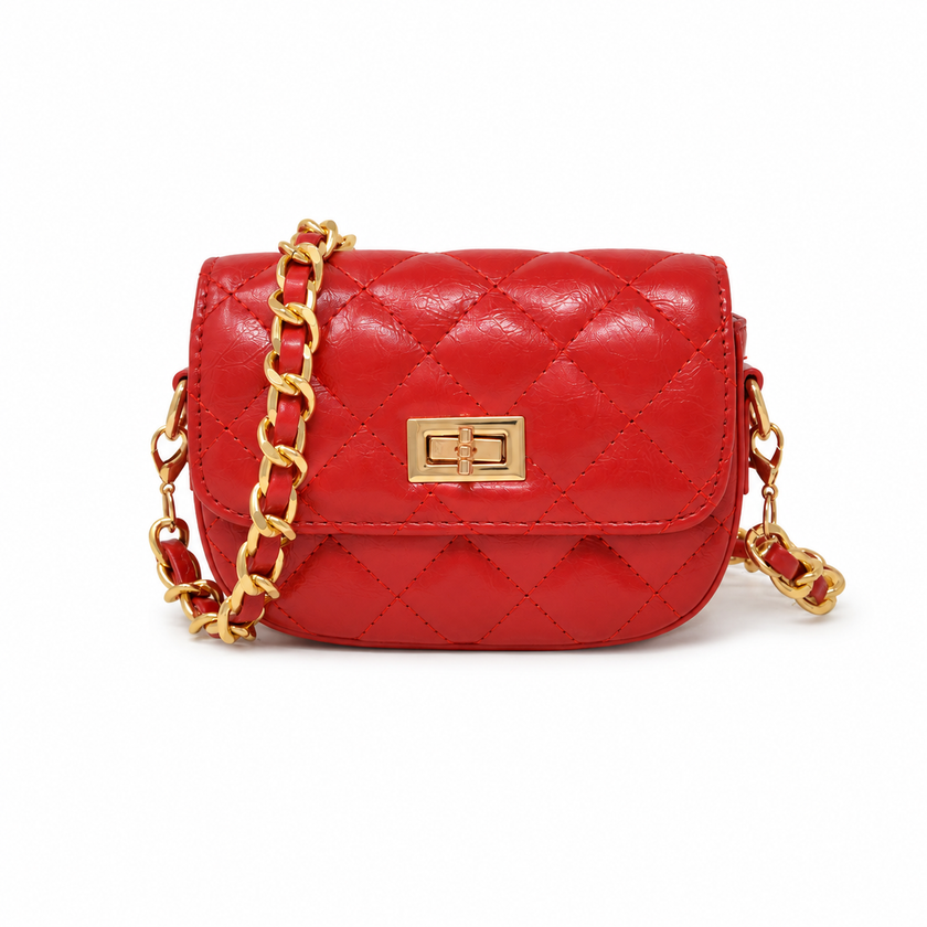 Kids Quilted Crossbody Bag with Chain Strap