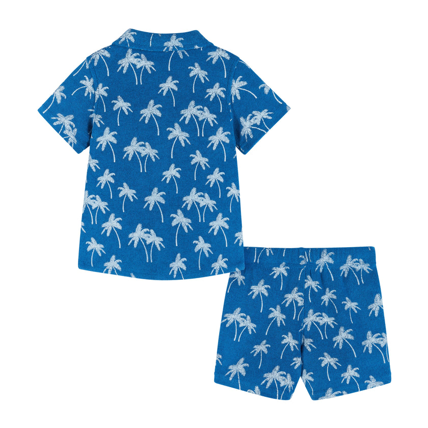 Boys Baby Matching Blue Palm Terry Set
