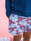 Boys Blue Lobster Lagoon Performance Hybrid Swim Trunks